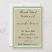 Art Deco William Morris Floral Green Wedding  招待状 (裏面)