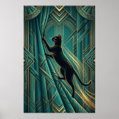 Art Deco Windowsill Black Cat Wall Art ポスター (正面)