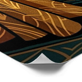 Art Deco Windowsill Gazing Cat Wall Art ポスター (角)