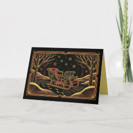 Art Deco Winter Sleigh Christmas Card シーズンカード