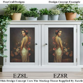 Art Deco Woman & Roses Portrait EZ8L Decoupage 薄葉紙