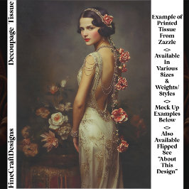 Art Deco Woman & Roses Portrait EZ8L Decoupage 薄葉紙