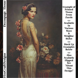 Art Deco Woman & Roses Portrait EZ8R Decoupage 薄葉紙