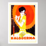 Art Deco Woman with Umbrella ポスター<br><div class="desc">An advertisement poster for  a German soap (seife). This image is bright and bold. It would look great in a family room or entry way where you need a splash of color.
Kaloderma soap  Created around 1920 by Jupp Wiertz (1888-1939).</div>