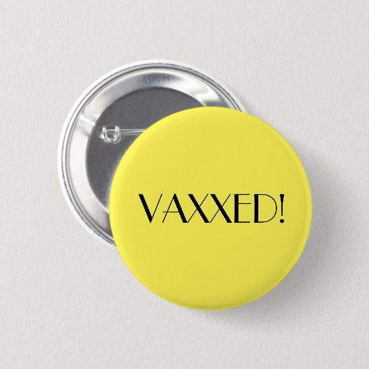 Art Deco Yellow Vaxxed Vaccination 缶バッジ (正面&裏面)