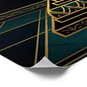 Art Deco Zen Bonsai Tree Mandala Gold Teal Poster ポスター (角)