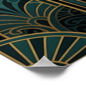 Art Deco Zen Film Meditation Gold & Teal ポスター (角)