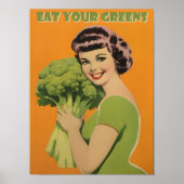 Art Eat Your Greens Poster Printable Funny Kitchen ポスター (正面)