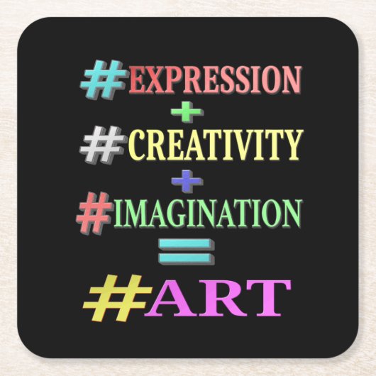 "ART EQUATION"かわいい表現デザイン。買今 スクエアペーパーコースター (正面)