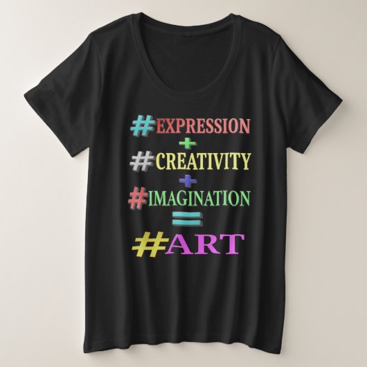 "ART EQUATION"かわいい表現デザイン。買今 プラスサイズTシャツ (デザイン正面)