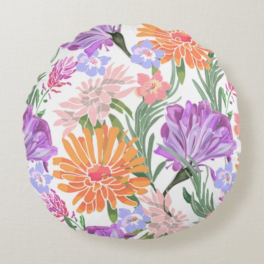 Art floral seamless pattern. Morning glory,ipomoea ラウンドクッション (正面)
