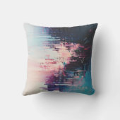 Art Futuriste Glitch - Design Paysage Urbain Néon クッション (裏面)