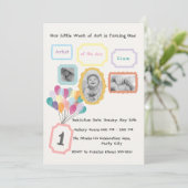 Art Gallery Theme - Pastel 1st Birthday Photo  招待状 (スタンド正面)