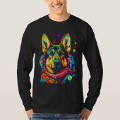 Art German Shepherd Dog Astronaut Tシャツ (正面)