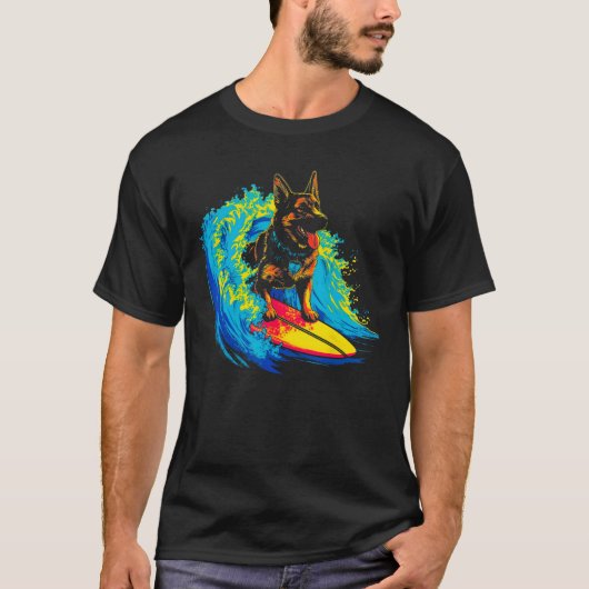 Art German Shepherd Dog Cool Surf Tシャツ (正面)