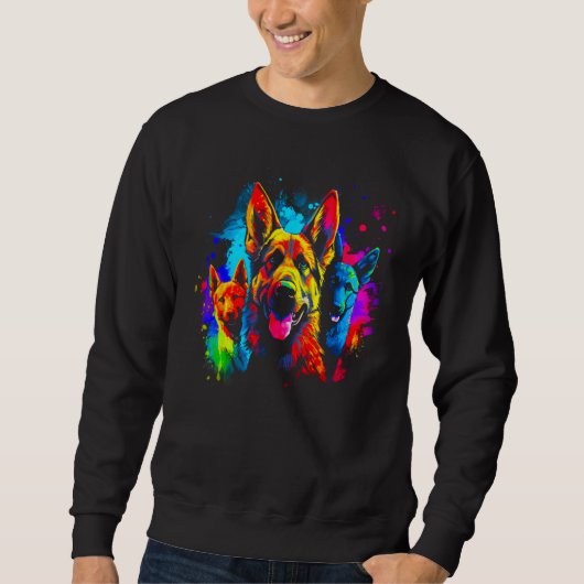 Art German Shepherd Dog Family スウェットシャツ (正面)