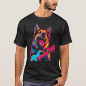 Art German Shepherd Dog Guitarist Tシャツ (正面)