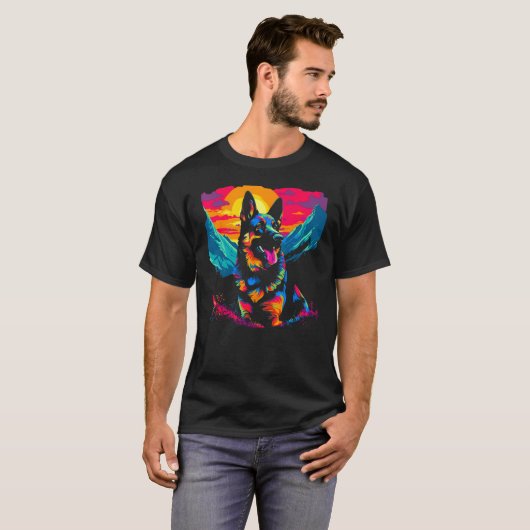 Art German Shepherd Dog Hiking Tシャツ (正面フル)