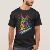 Art German Shepherd Dog Piano Pianist Tシャツ (正面)