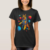 Art German Shepherd Dog Space Planet Tシャツ (正面)