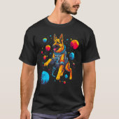 Art German Shepherd Dog Space Planet Tシャツ (正面)