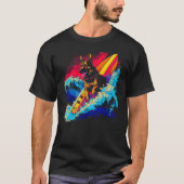 Art German Shepherd Dog Surf Surfing Tシャツ (正面)