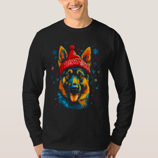 Art German Shepherd Dog Xmas Tシャツ (正面)