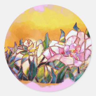 Art Glass Peony Artistic Modern Seal ラウンドシール