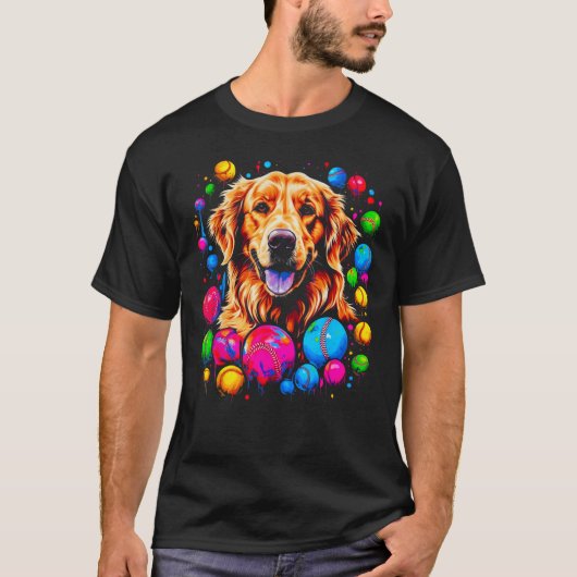 Art Golden Retriever Dog Baseball Tシャツ (正面)