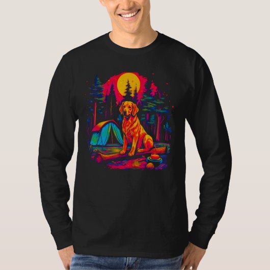 Art Golden Retriever Dog Camping Tシャツ (正面)