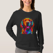 Art Golden Retriever Dog DJ Headset Tシャツ (正面)