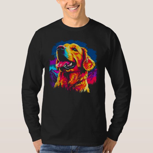 Art Golden Retriever Dog Hiking Tシャツ (正面)
