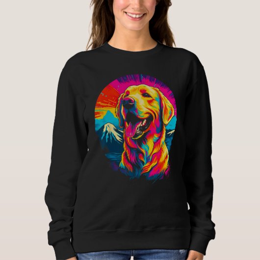 Art Golden Retriever Dog Mountain スウェットシャツ (正面)
