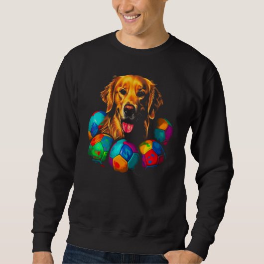 Art Golden Retriever Dog Soccer スウェットシャツ (正面)