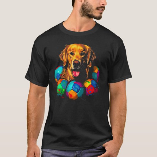 Art Golden Retriever Dog Soccer Tシャツ (正面)