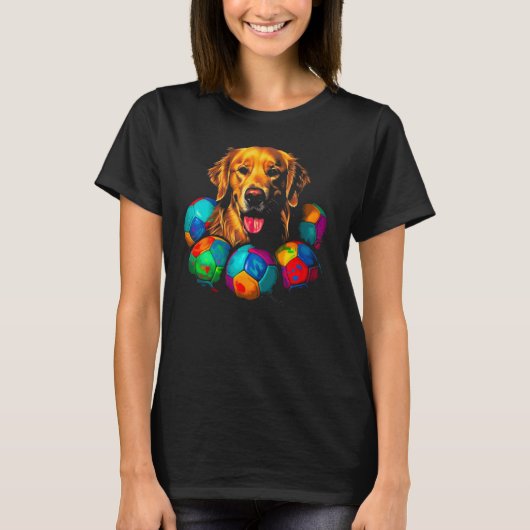 Art Golden Retriever Dog Soccer Tシャツ (正面)