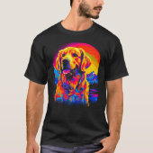 Art Golden Retriever Dog Sunset Tシャツ (正面)