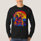 Art Golden Retriever Dog Sunset Tシャツ (正面)