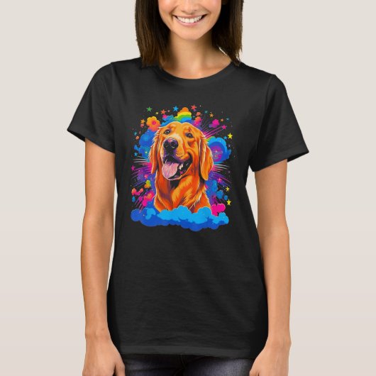 Art Golden Retriever Dog Surprise Tシャツ (正面)