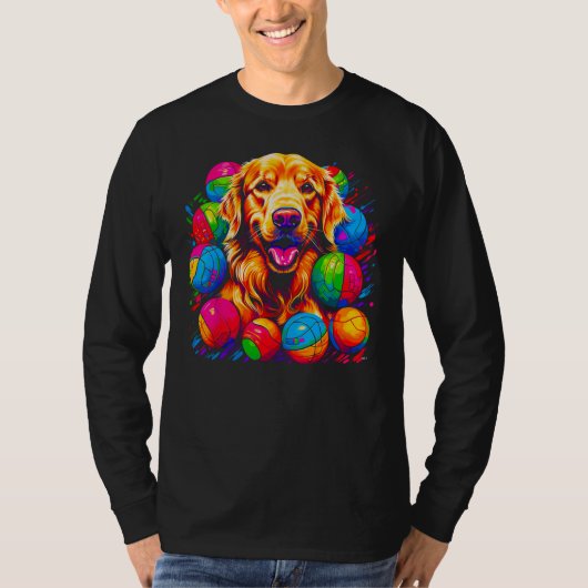 Art Golden Retriever Dog Volleyball Tシャツ (正面)