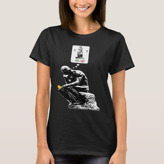 Art History Geek  Rodin Thinker Statue Dating App Tシャツ (正面)