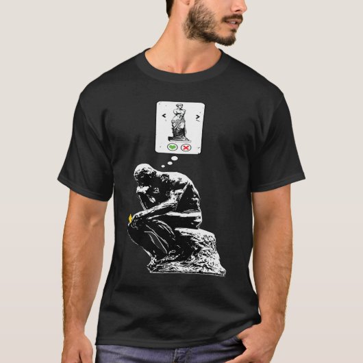 Art History Geek Rodin Thinker Statue Dating App Tシャツ (正面)