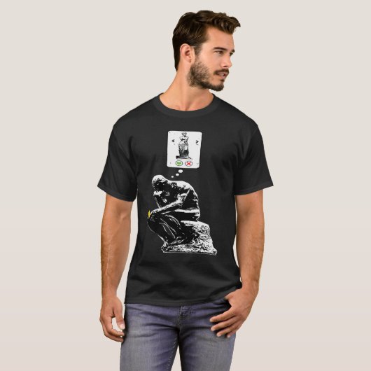 Art History Geek  Rodin Thinker Statue Dating App Tシャツ (正面フル)