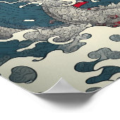 Art Hokusai Die Welle mit Drachen ポスター (角)