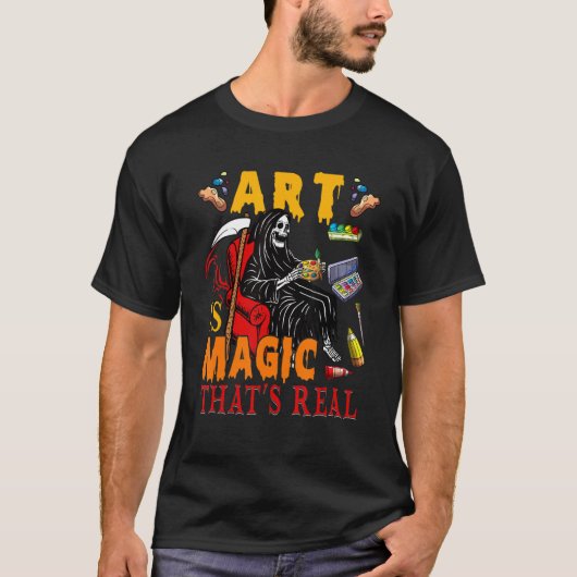 Art Is Magic That's Real The Death Skeleton Teache Tシャツ (正面)