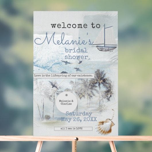 Art Journal Coastal Collage Bridal Shower アクリルサイン (ニュートラル)