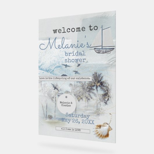 Art Journal Coastal Collage Bridal Shower アクリルサイン (傾斜)