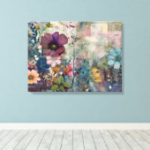 Art Journal Pages：色あせた紙と野生の花 キャンバスプリント (インサイチュ (ウッドフロア))