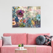 Art Journal Pages：色あせた紙と野生の花 キャンバスプリント (インサイチュ (リビング))