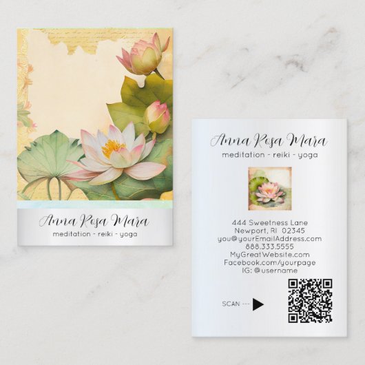 *~* Art Lotus 4 PHOTO Nature Flowers QR AP67 名刺 (正面/裏面)